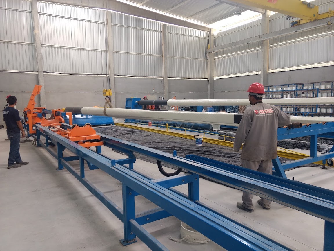 AUMEK filament winding machine on a composite tank production line